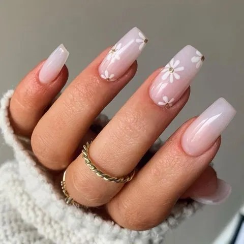 clear pink nails designs