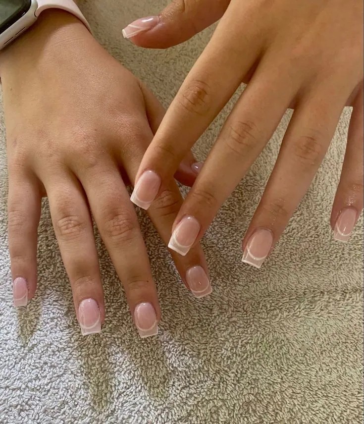 Short Square French Tip Nails