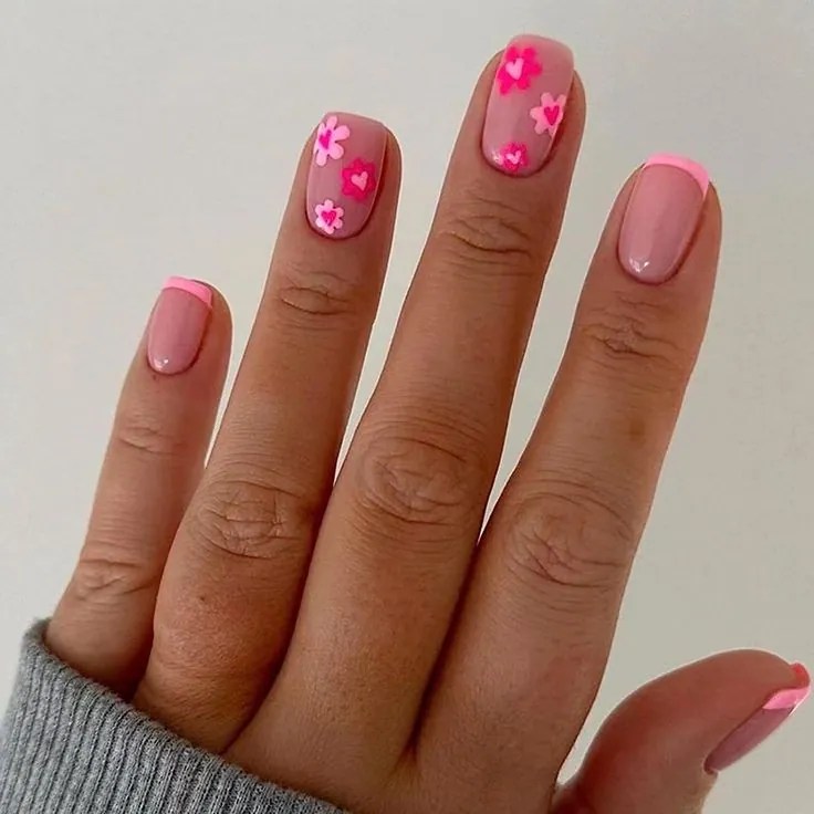 Short Square French Tip Nails