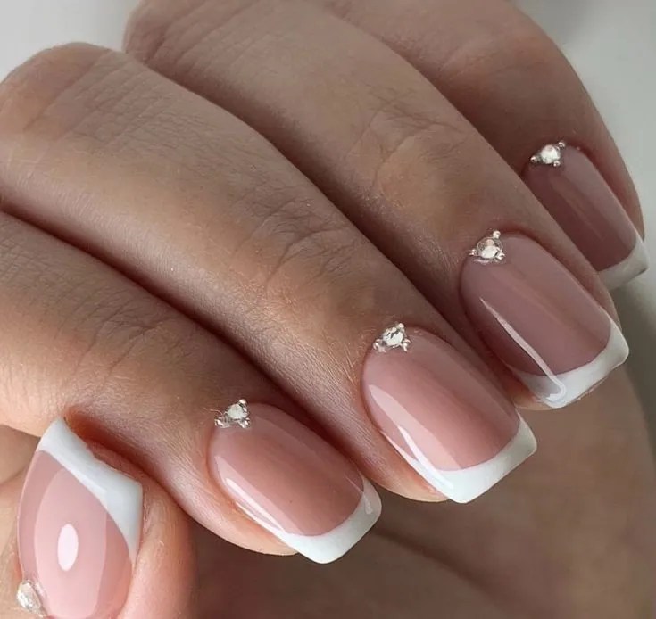 Short Square French Tip Nails