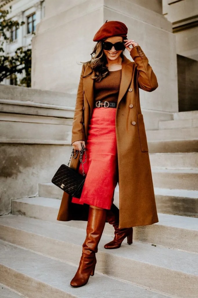 Brown And Red Outfit Ideas