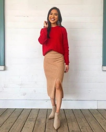 Brown And Red Outfit Ideas