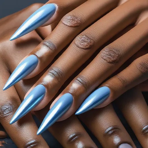 Light Blue Chrome Nails