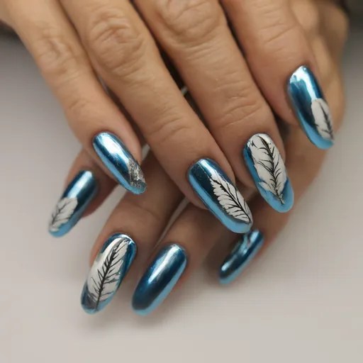 Light Blue Chrome Nails