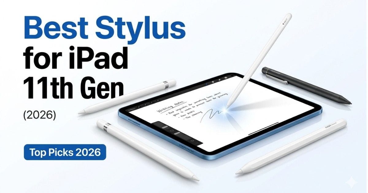 best stylus for iPad 11th generation showing Apple Pencil Adonit Note Plus and ESR digital pencil for note taking drawing and productivity