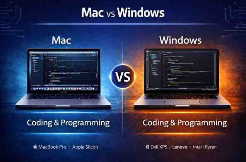Best Laptop for Coding and Programming (2026 Guide) mac vs windows laptop comparison for coding and programming