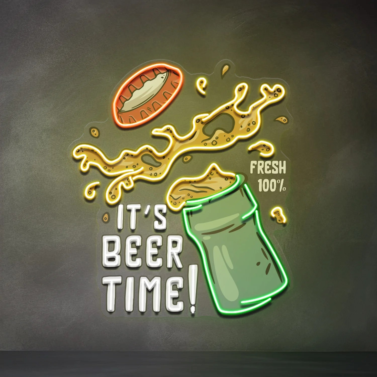 It S Beer Time Retro Style Led Neon Sign Light Pop Art