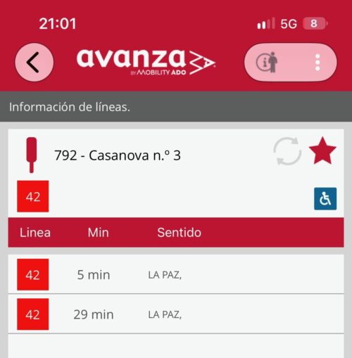 24 minutos de espera entre autobuses
