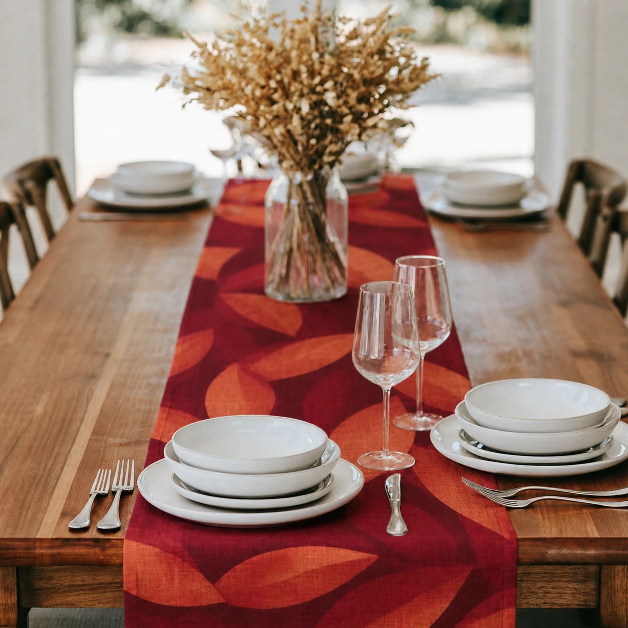 Autumn Ember Leaf Table Runner