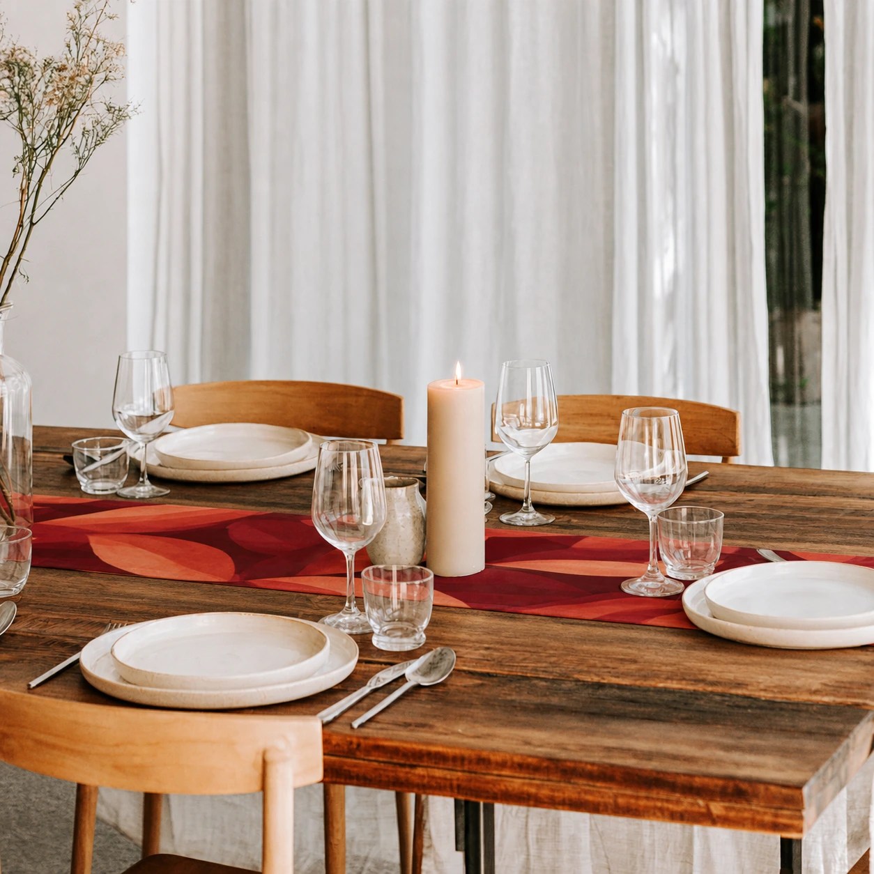 Autumn Ember Leaf Table Runner
