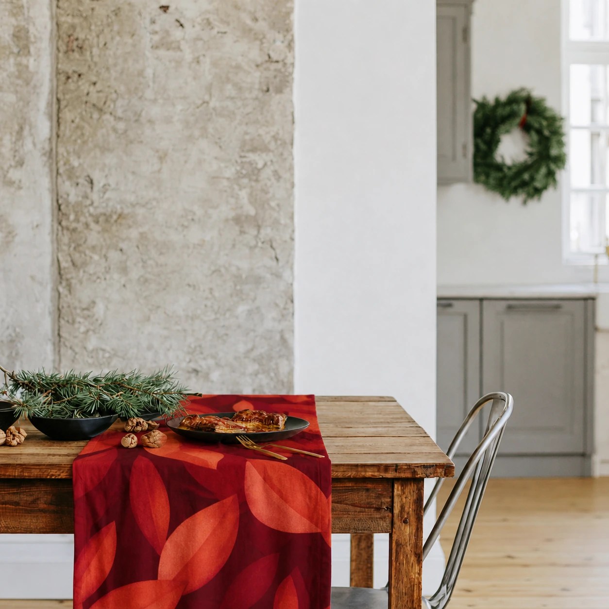 Autumn Ember Leaf Table Runner