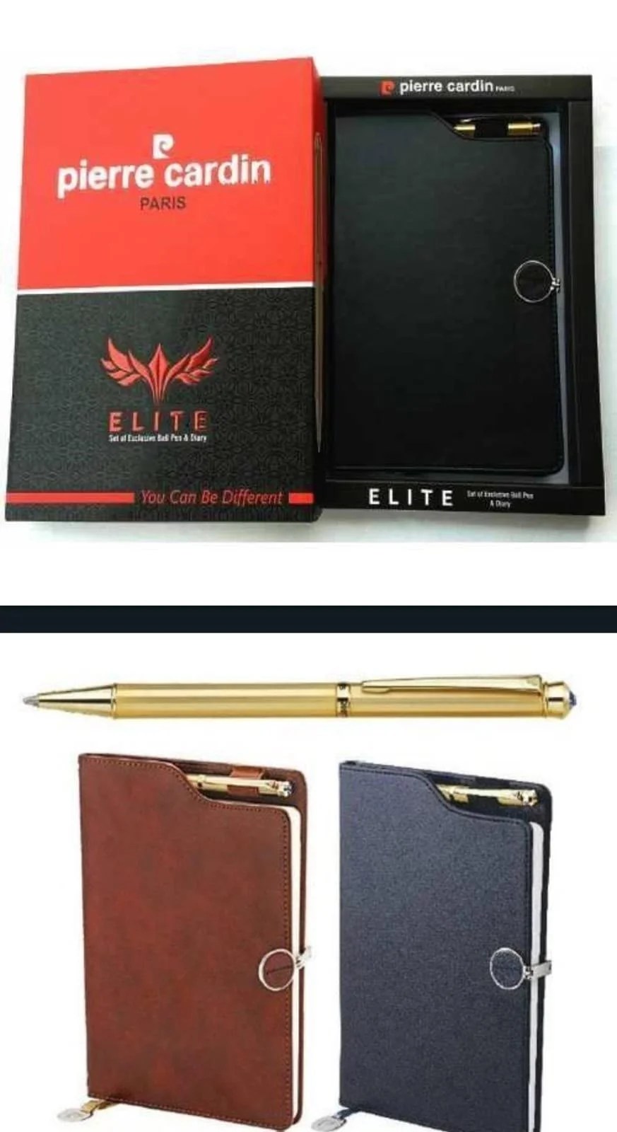 elite set of ball pen and notebook