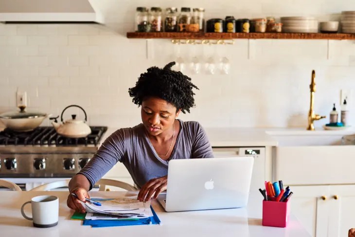 working from kitchen