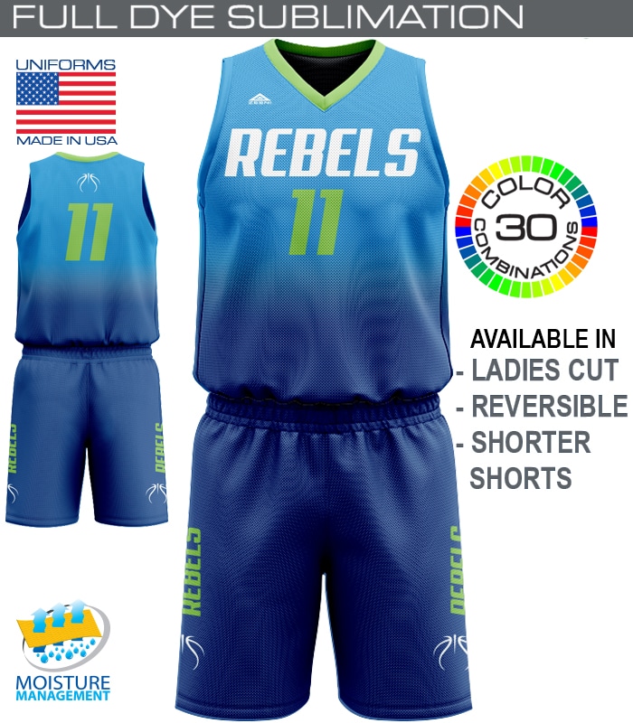 Z488  Elite Full Dye Sublimated Basketball Set :: Youth & Adult Uniforms