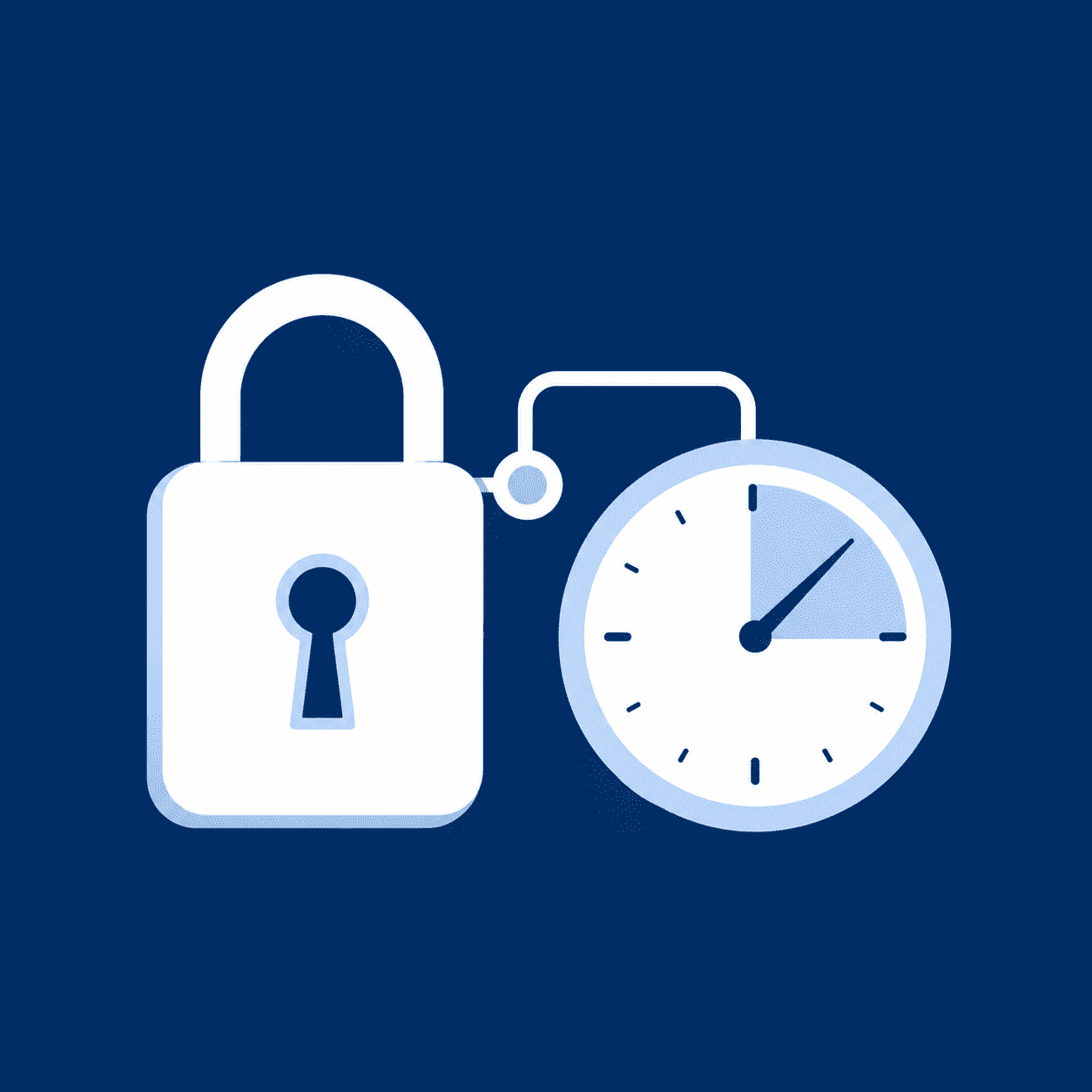 Padlock connected to a countdown clock, representing an SSL certificate expiring in 47 days