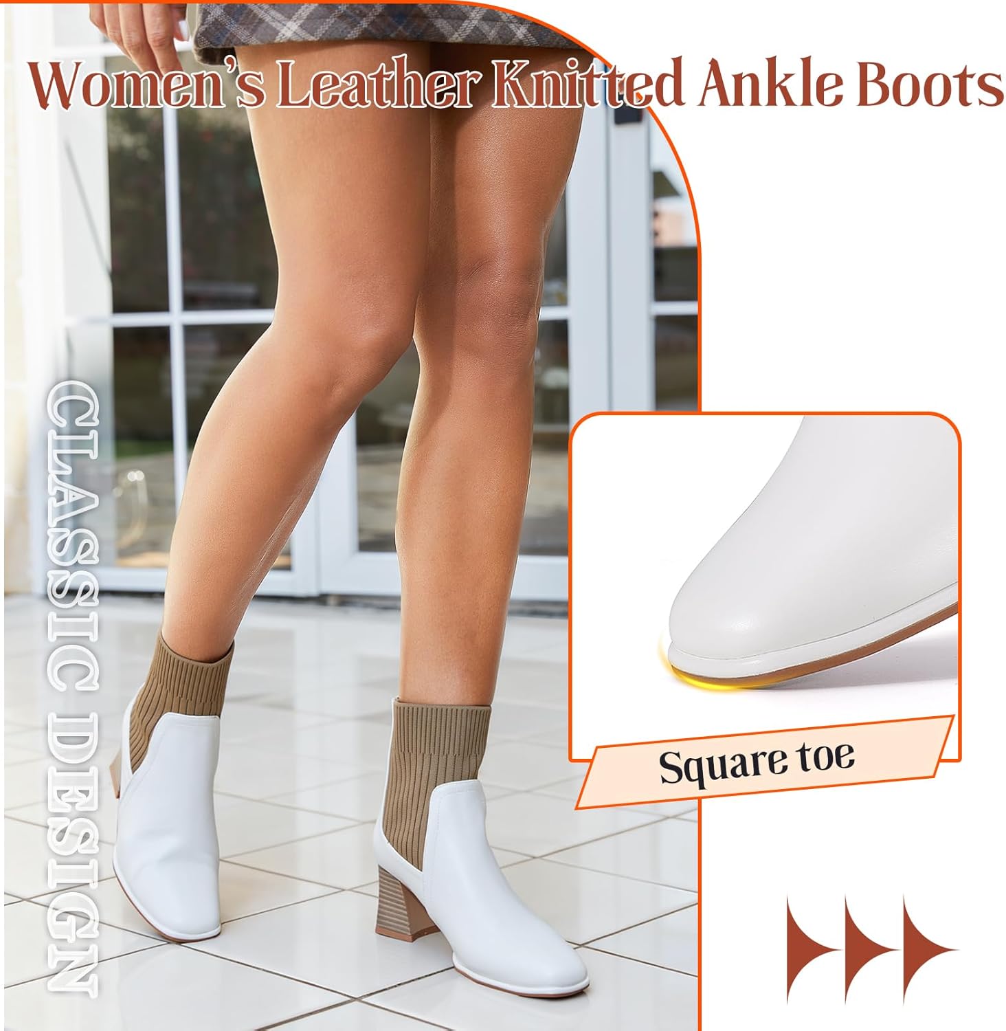 Chelsea Boots – Square Toe & Back Zipper-White – zelaprox.us
