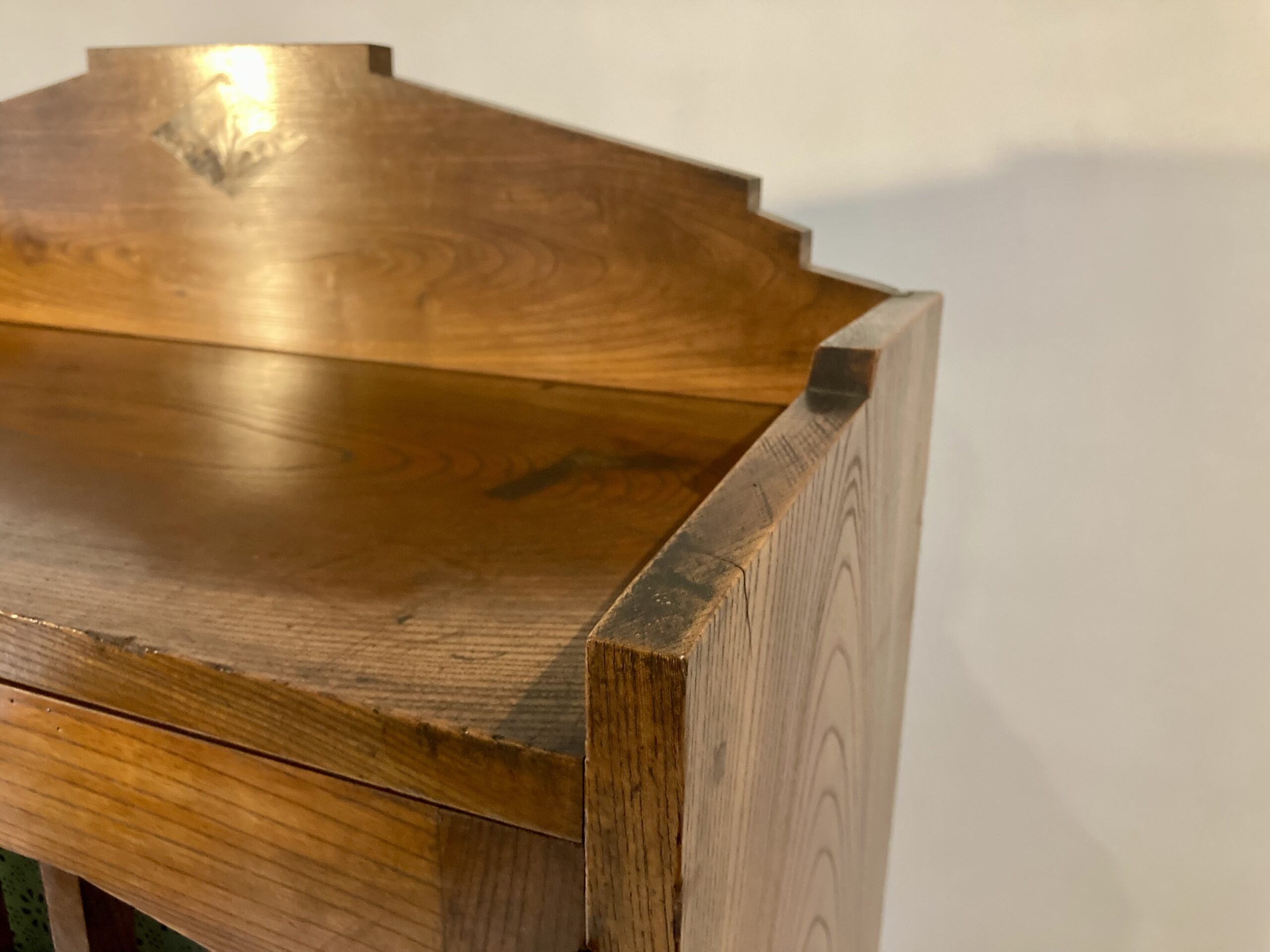 Antique Japanese Light Oak Glass Door Cabinet / Book Case 'Japandi' Style