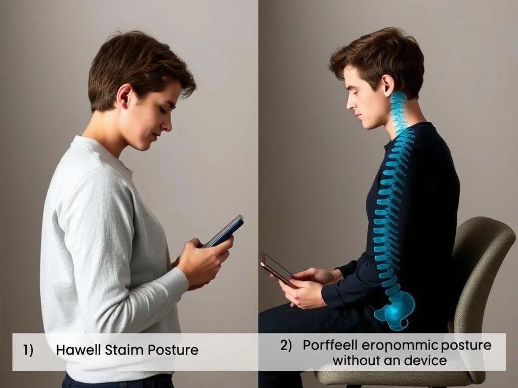 Comparison of poor posture with device use versus improved posture without devices