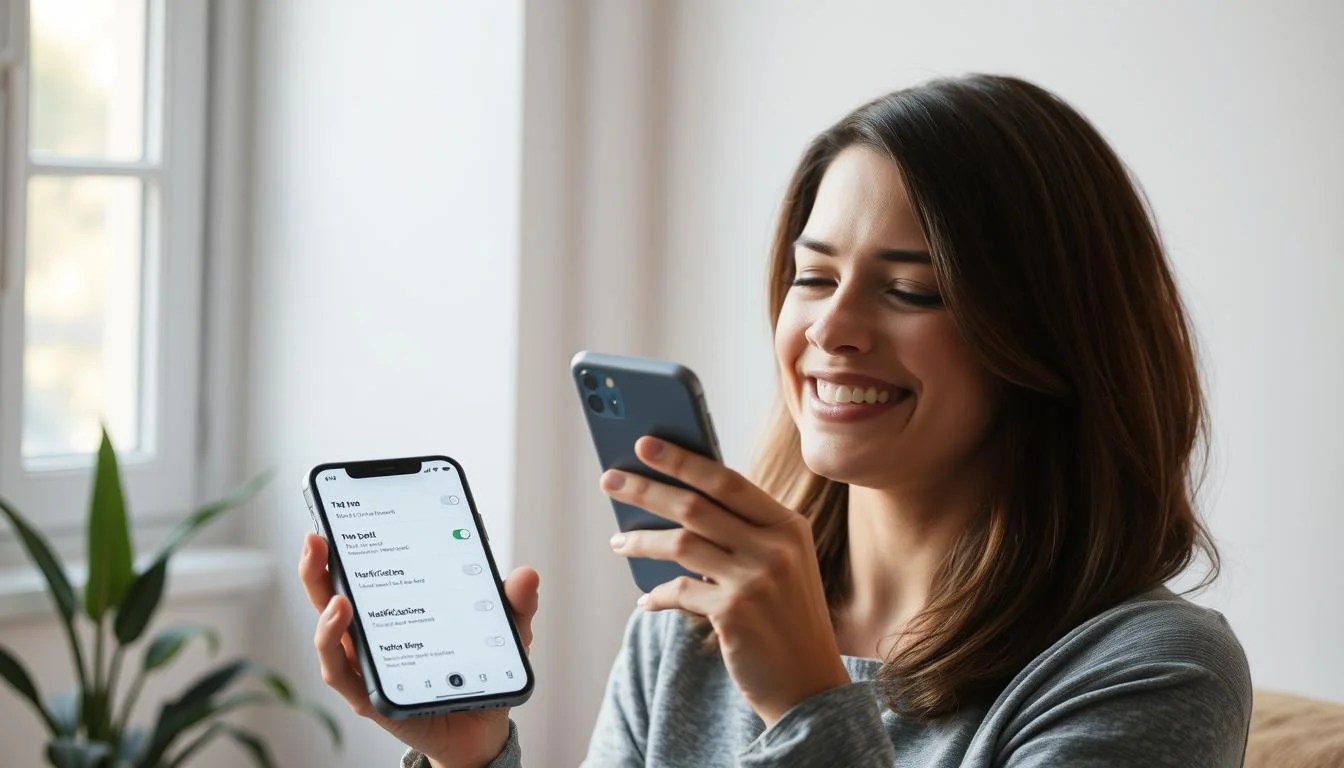 Person implementing digital boundaries by turning off notifications on their smartphone