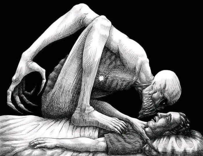 Incubus attacking sleeping victim