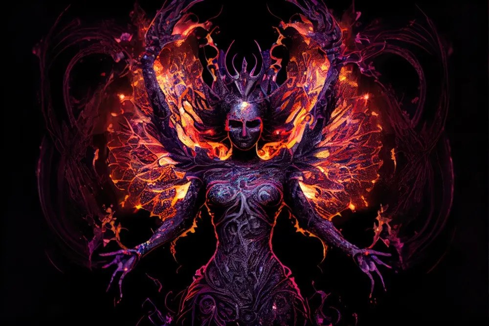 Lilith as fiery ethereal demoness