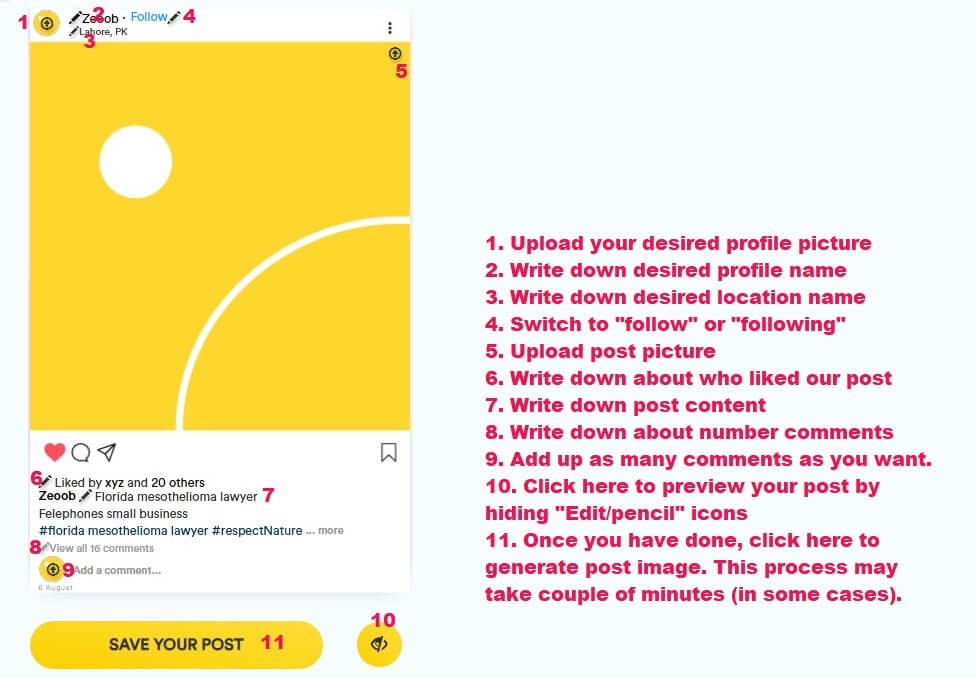 How to use fake instagram generator? Generate Fake Instagram Post Best Fake Instagram Post Generator Zeoob