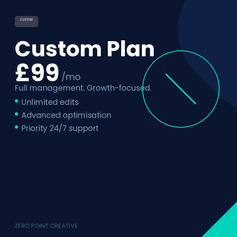 Managed Website Custom – £99/month