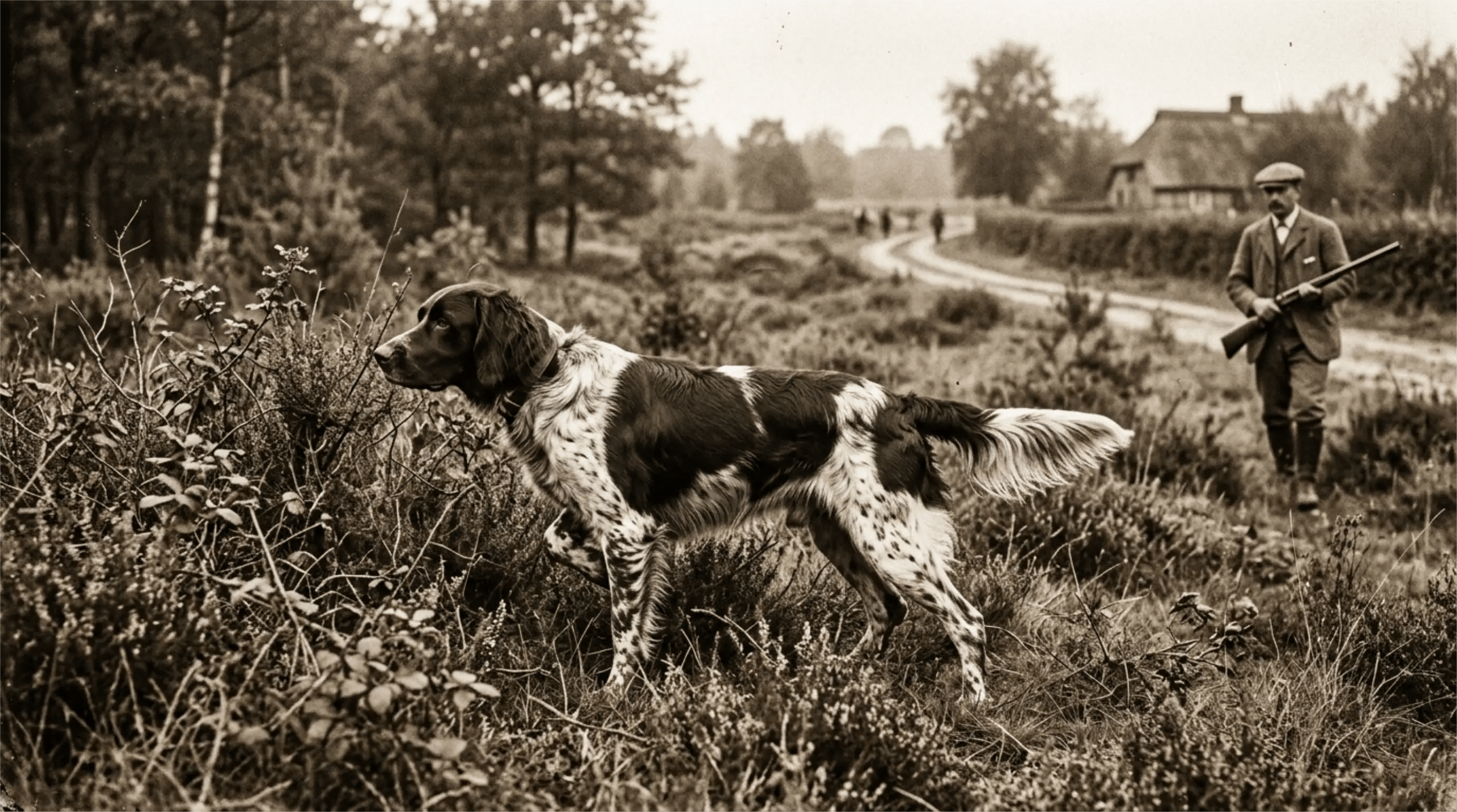 Large Münsterländer Pointer origin collage