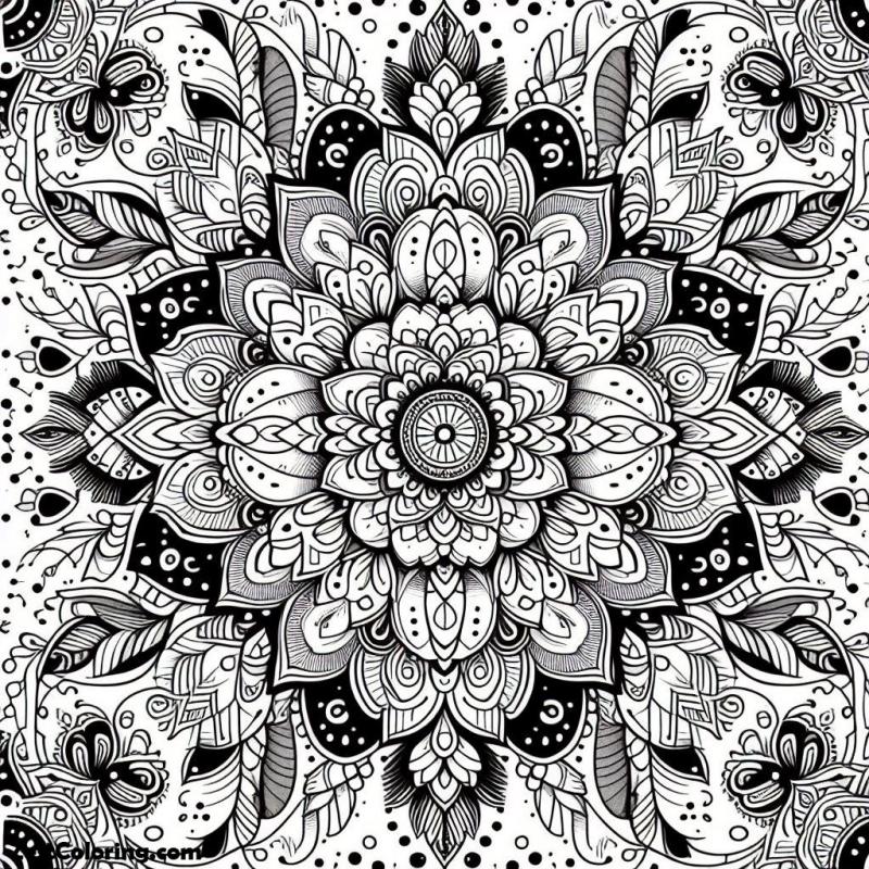 Geometric Rangoli Pattern Coloring Page - Space Texture Collection - Mobile Quality