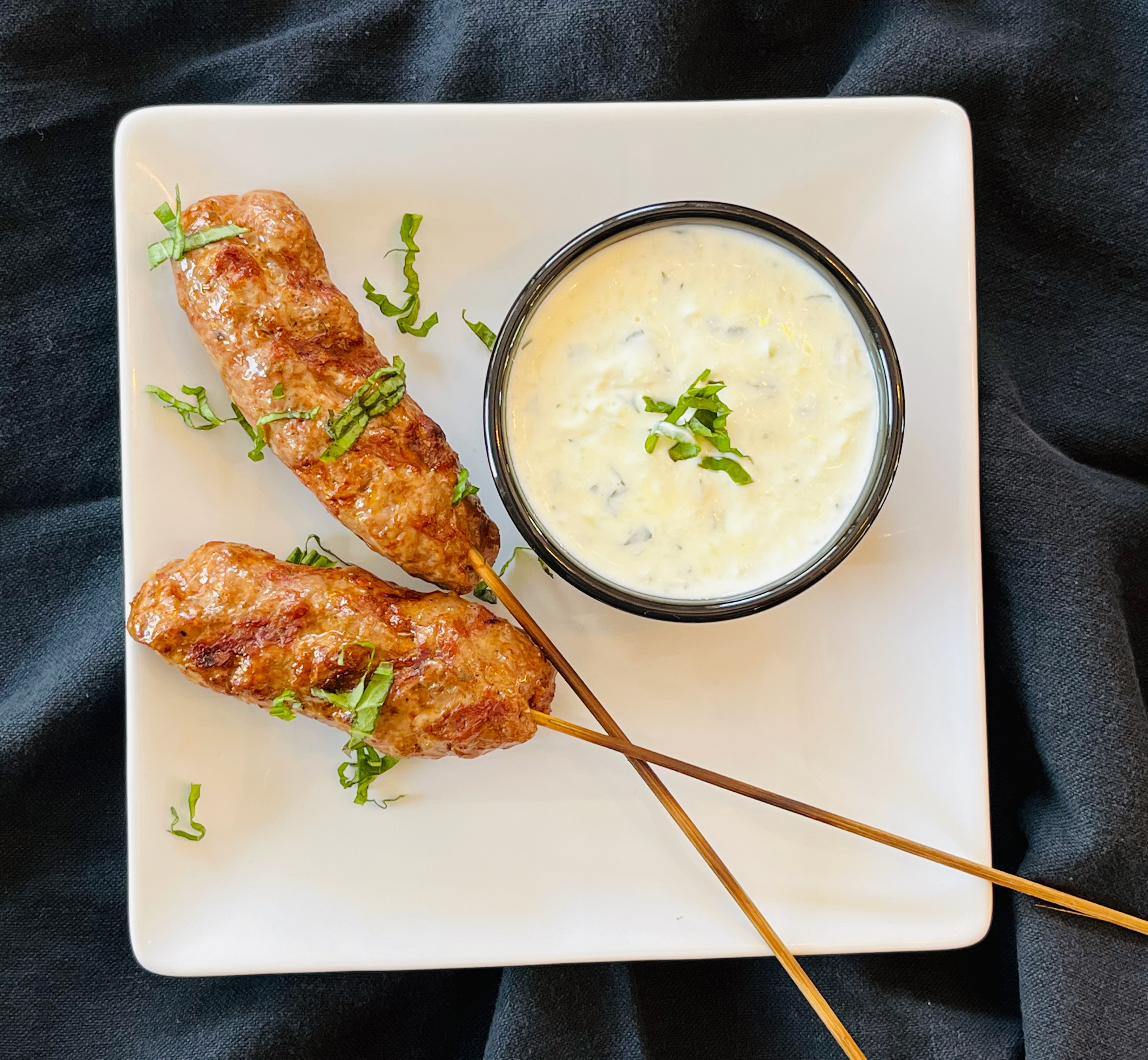 Lamb Kofta with Basil Tzatziki Sauce