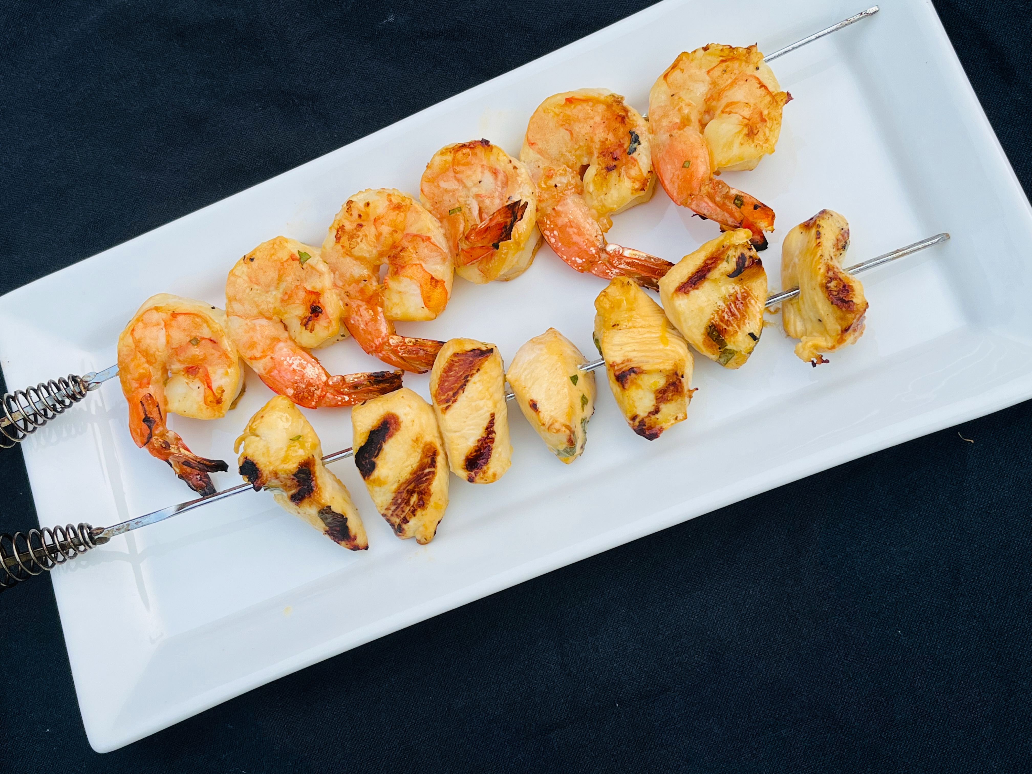 Lemon Basil Chicken & Shrimp Kebobs