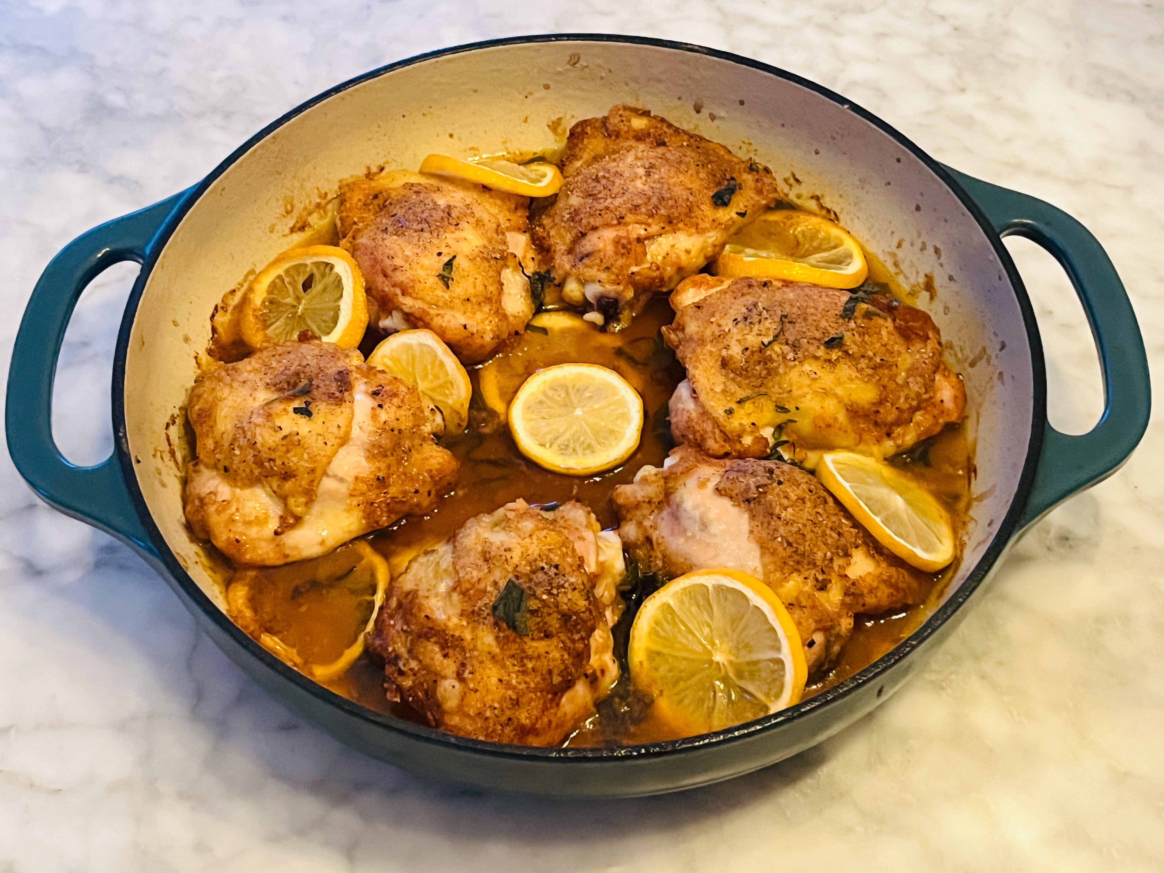 Lemon and Sage Baked Chicken Thighs