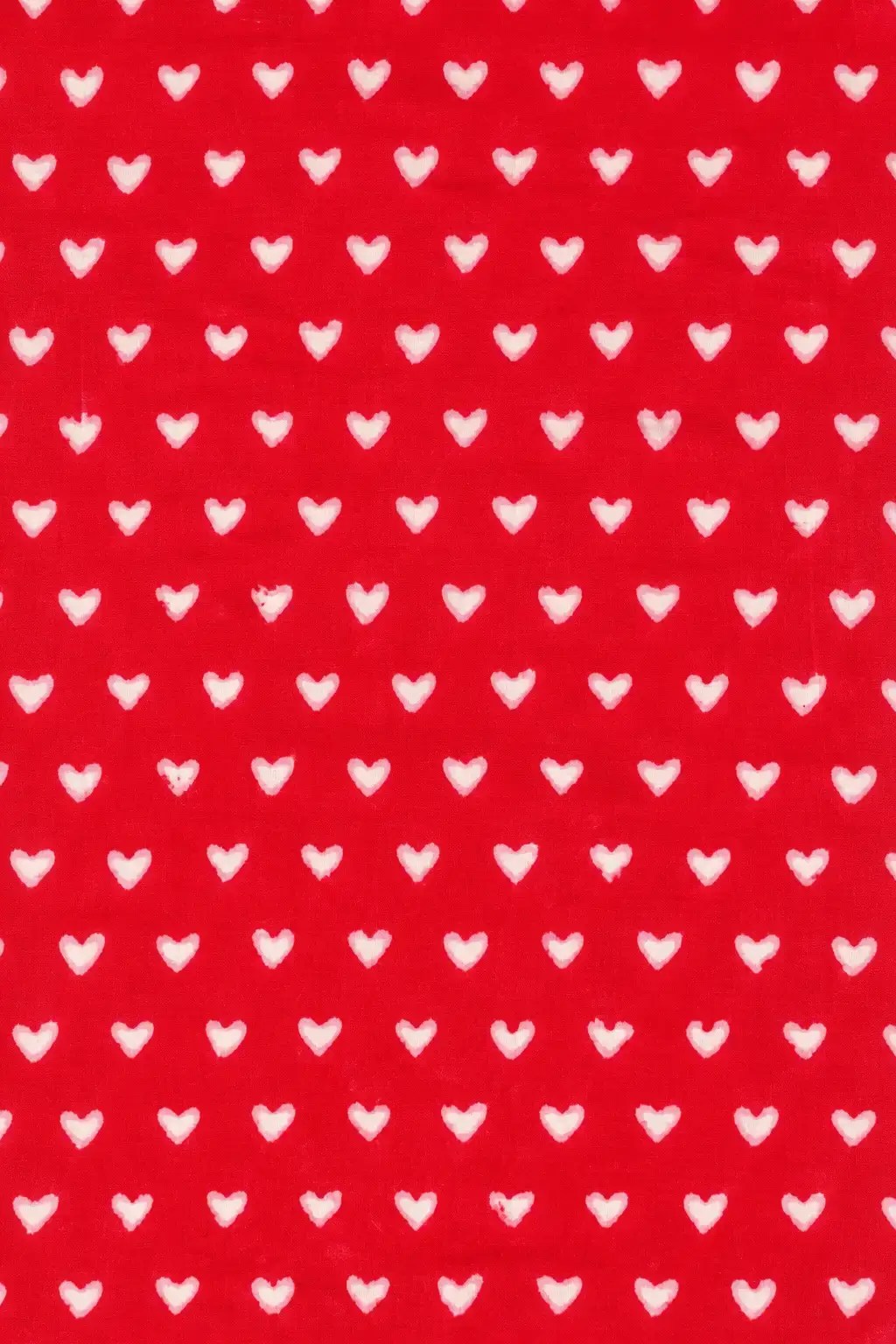 Red White Heart Print Fabric with Repeating Small Heart Motifs
