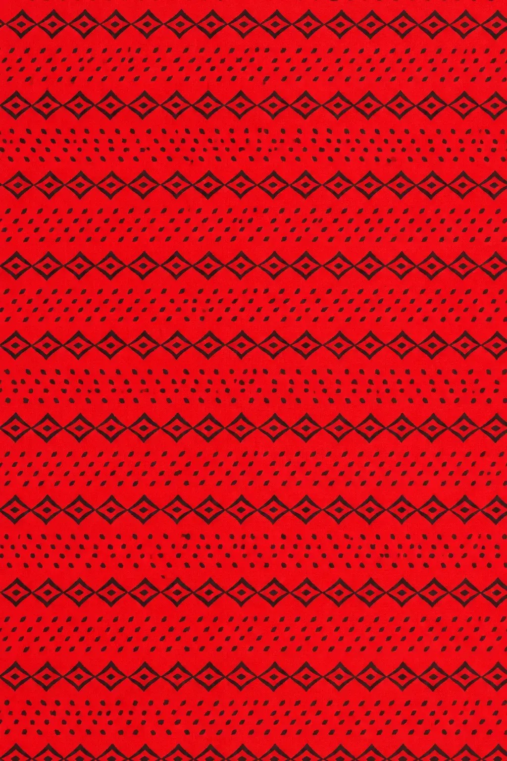 Red Geometric Pattern Fabric with Black Diamond Motifs
