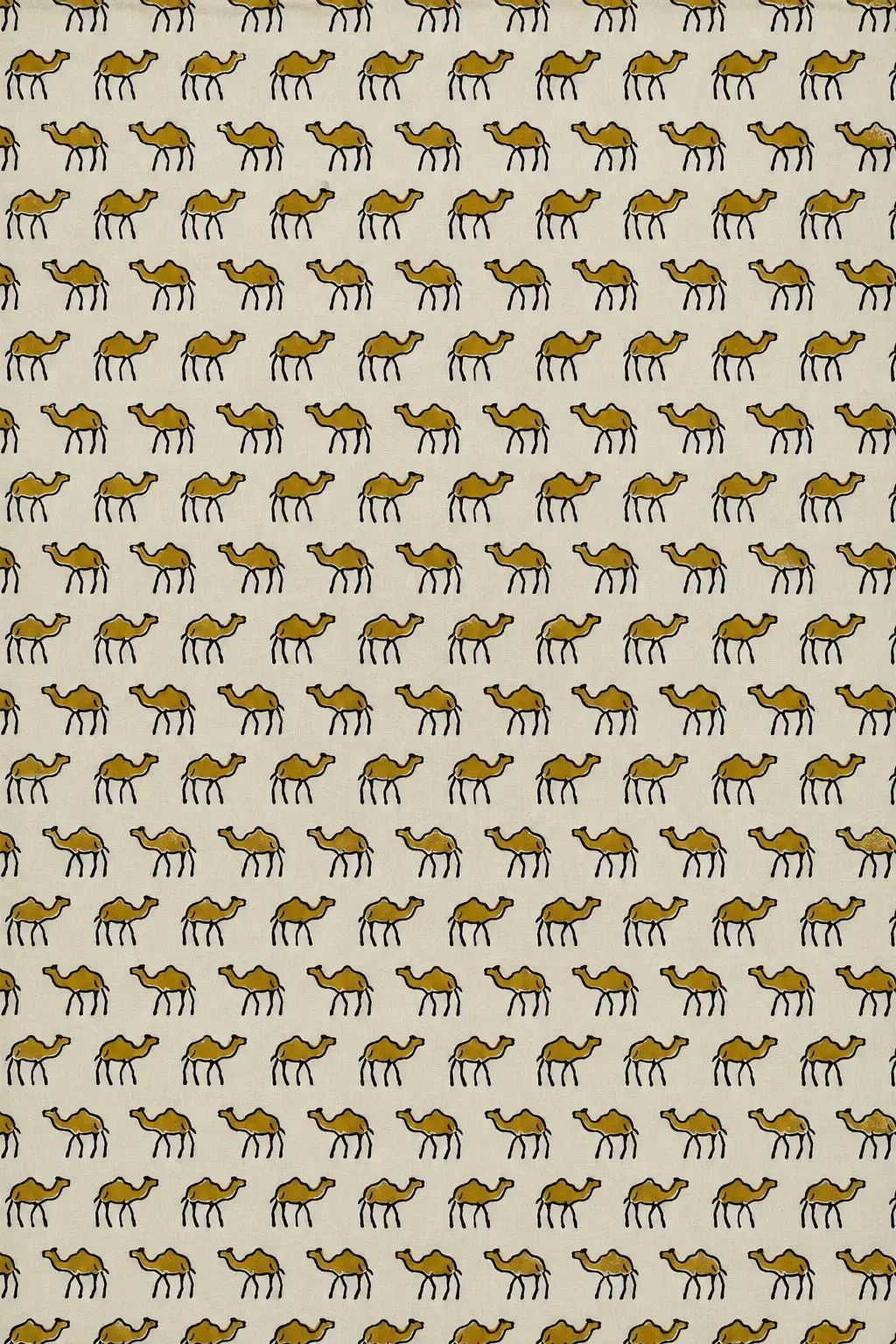 Mustard Camel Motif Fabric on Ivory Base