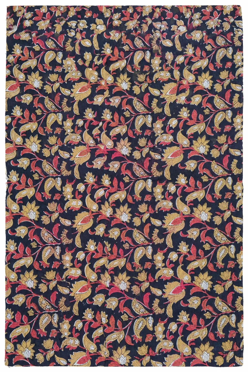 Black Multicolour Paisley Floral Fabric with Traditional Motifs