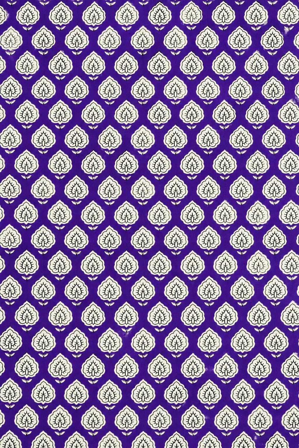 Purple Teardrop Motif Fabric with Cream Traditional Designs