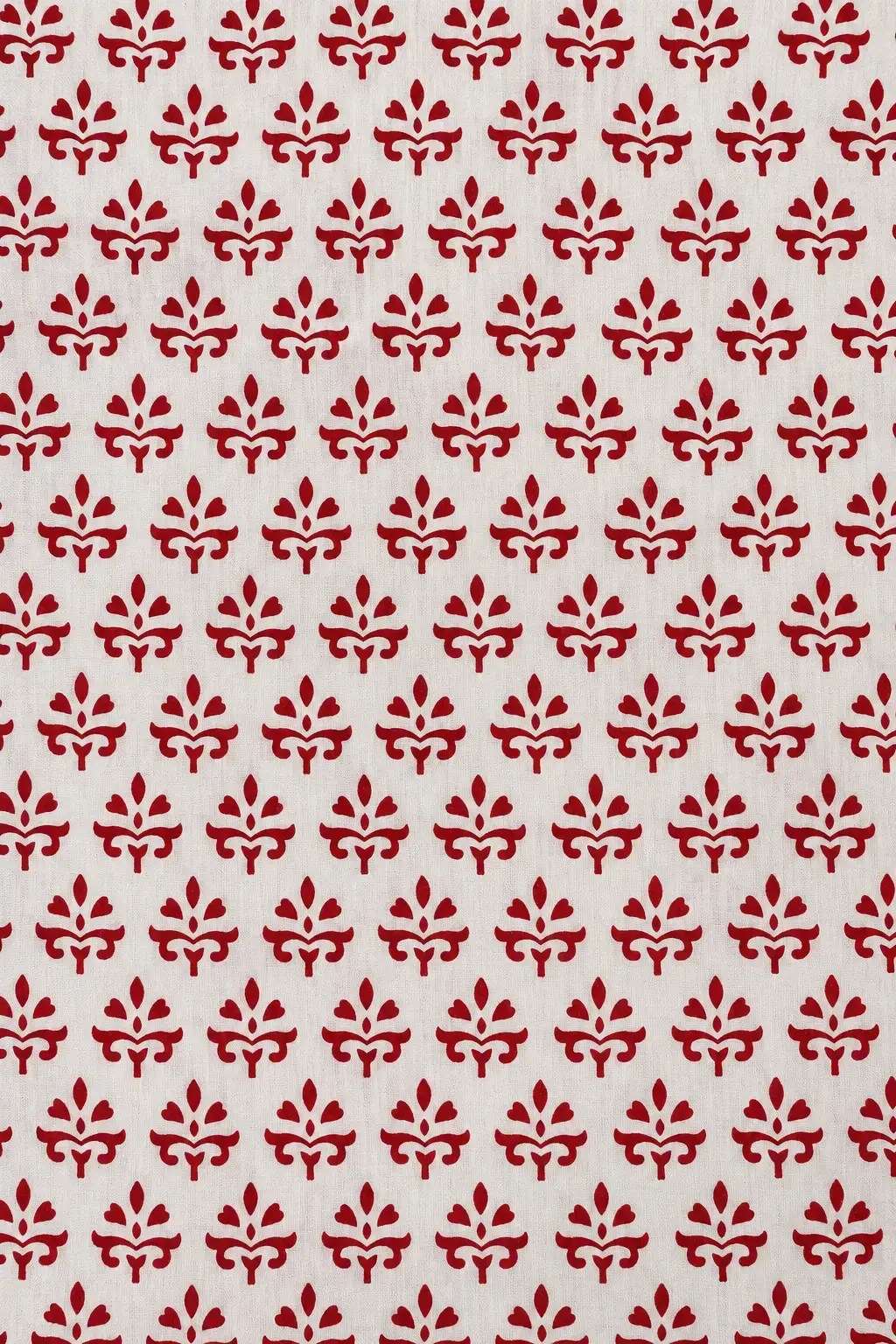 Red Traditional Floral Print Fabric on Ivory Base