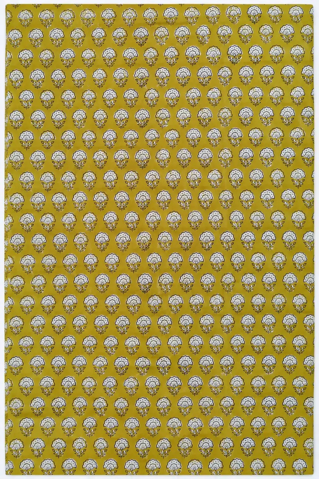 Mustard Mini Floral Buti Fabric with Small Cream Motifs