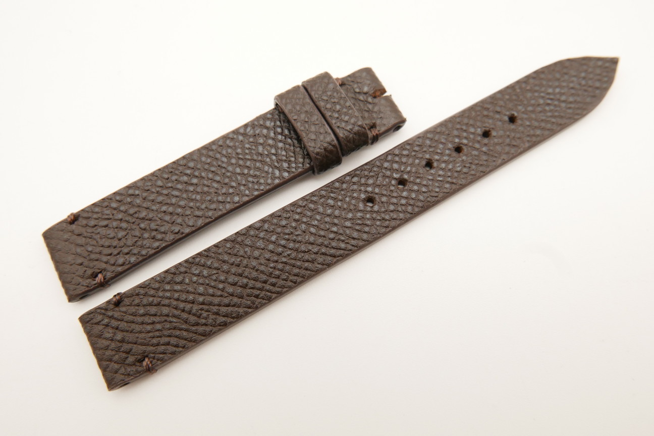 14mm/14mm dark brown genuine epsom calf skin leather watch strap band #