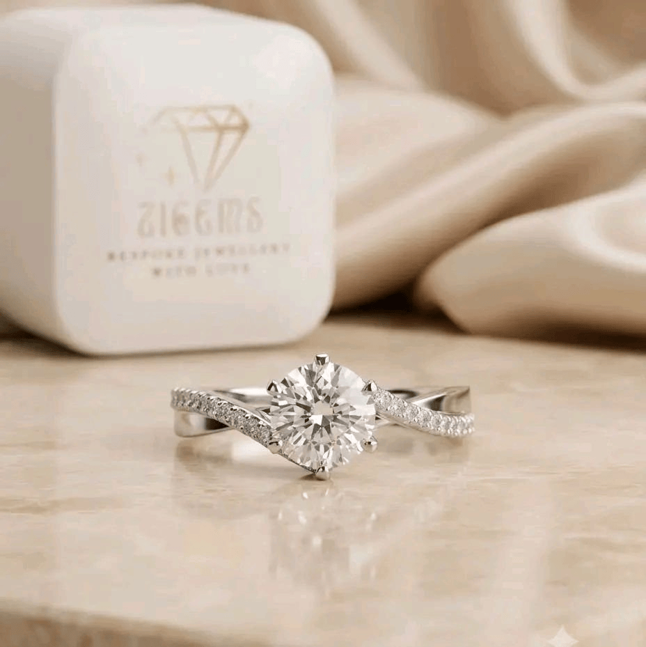 1.01ct D VS1 Lab Grown Diamond Round Cut 18k Ring/IGI Certified