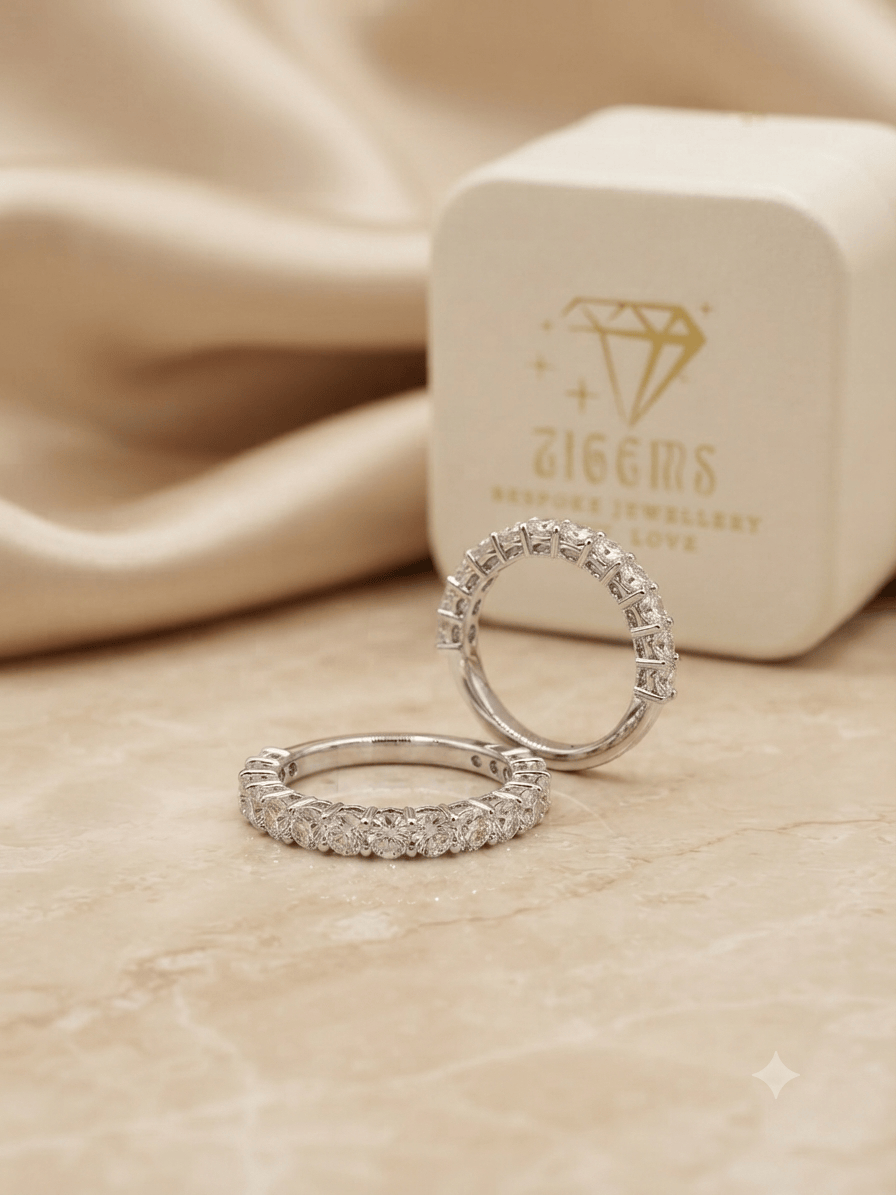 13pcs Haft Eternity(LD13-0.916ct) 18Kw Lab Grown Diamond Ring/Size HK14