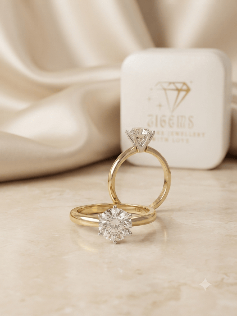 1.08ct D VS1 18KWY Duo Tone Round Cut Lab Grown Diamond/IGI Certified/Size HK10
