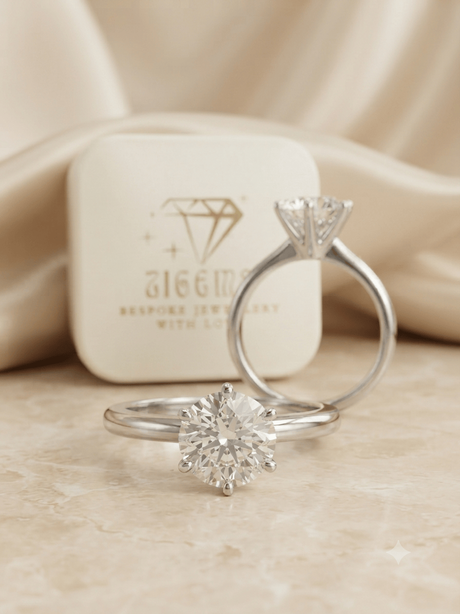 1.02ct F VS1 Round Cut Lab Grown Diamond/18KW/IGI Certified/Size HK8