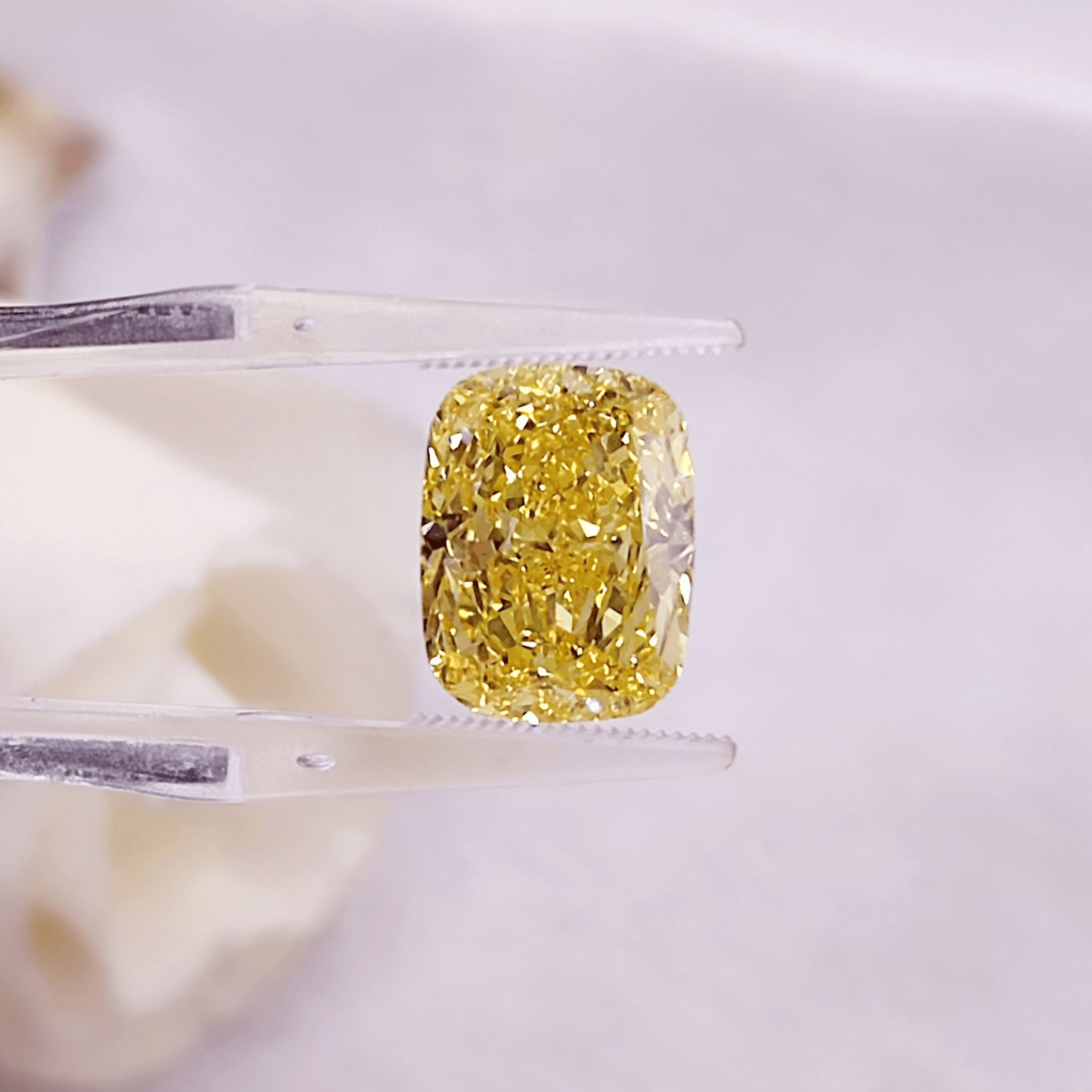 8.02ct Fancy Vivid Yellow VS2 Cushion Modified Cut Lab Grown Diamond/IGI Certified