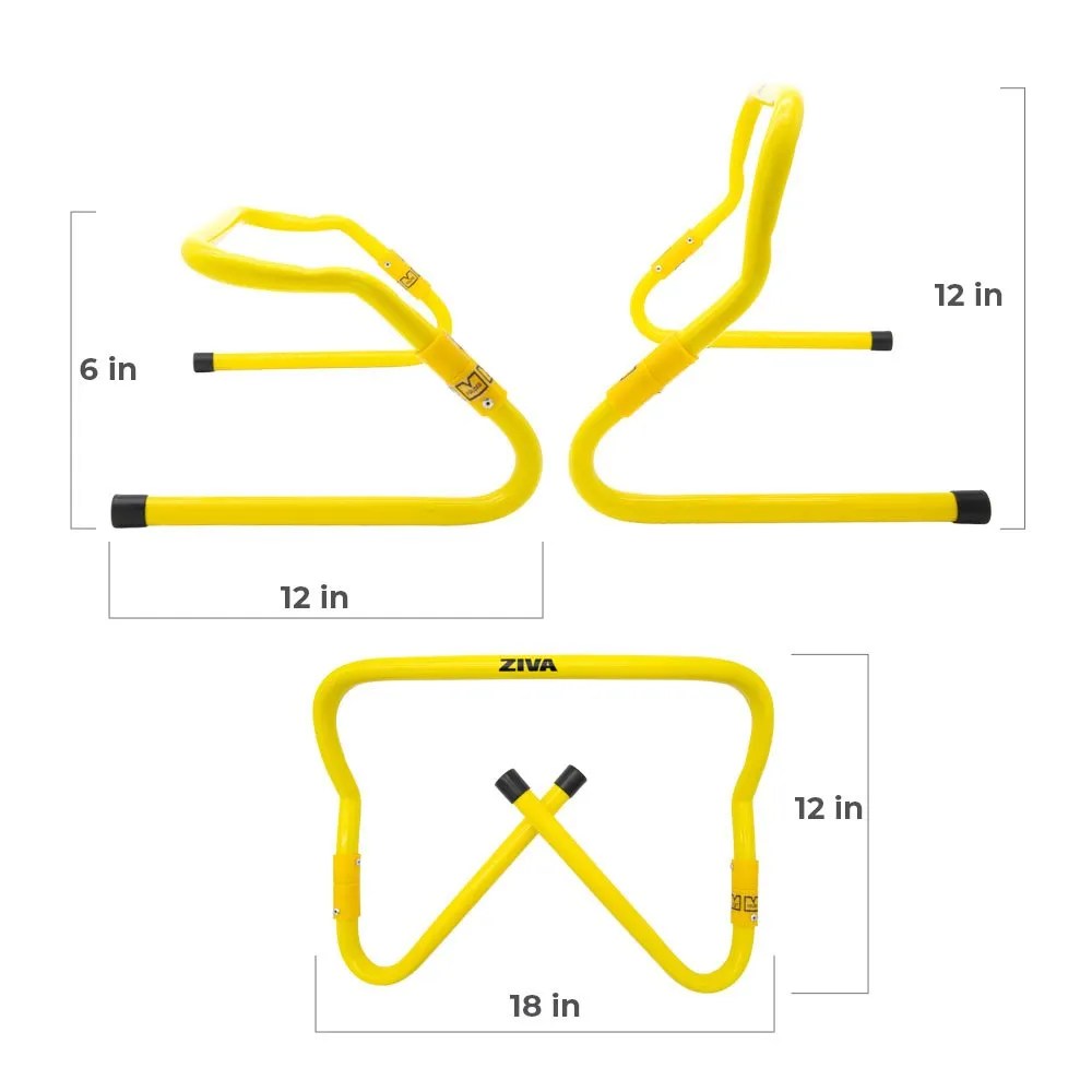 Set De 5 Vallas Ajustables Ziva 6 - 12 Para Entrenamiento Amarillo