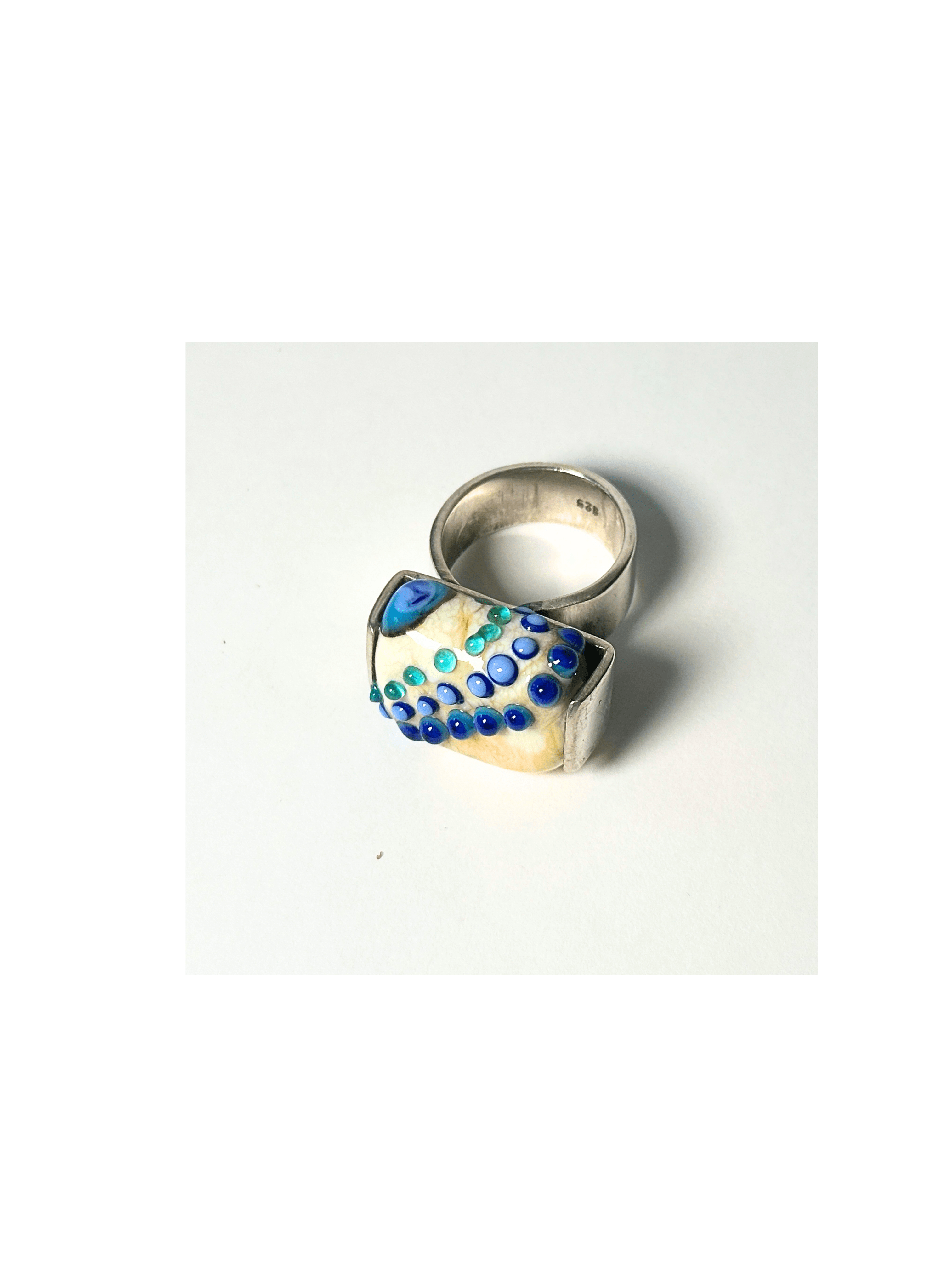 Square Glass Bead Ring Adjustable