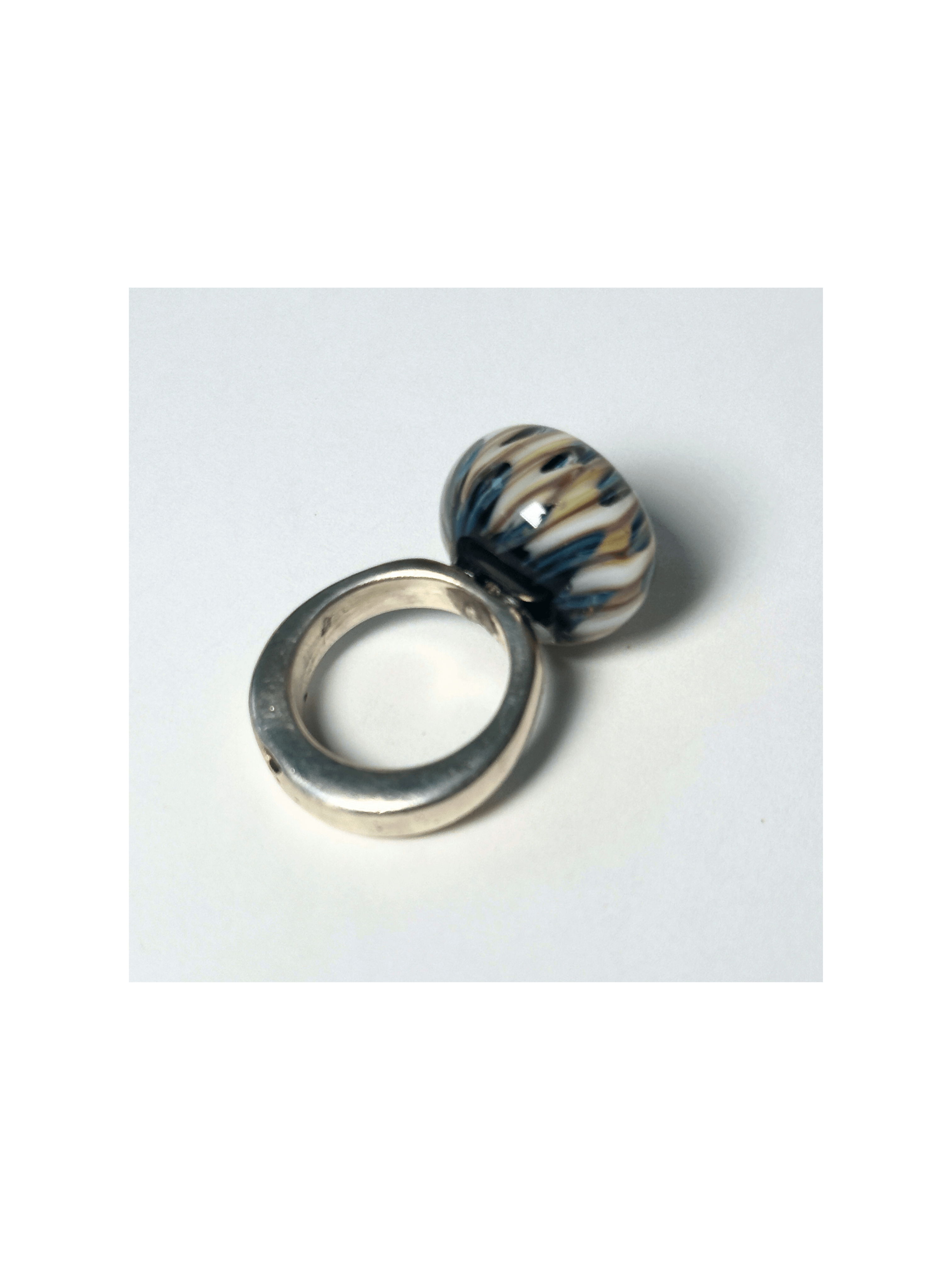 Silver Glass Bead Ring