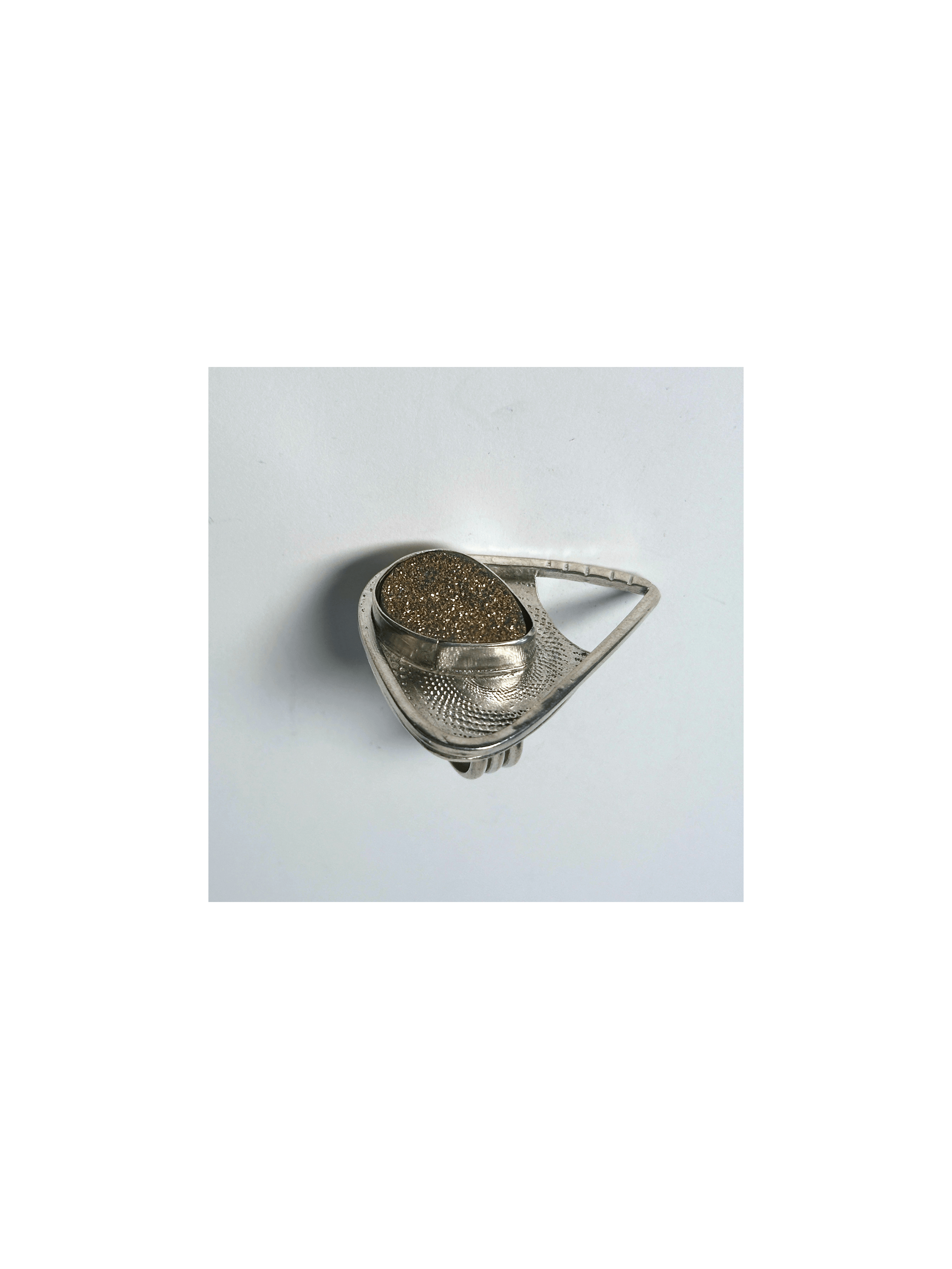 Gold Drusy Triangle Ring