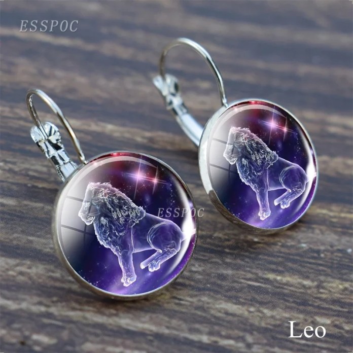 Glass Cabochon Zodiac Earrings